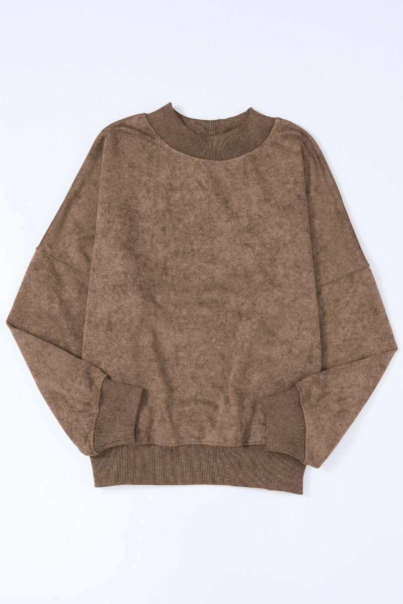 Mock Neck Dropped Shoulder Sweatshirt - S. M. & Co.