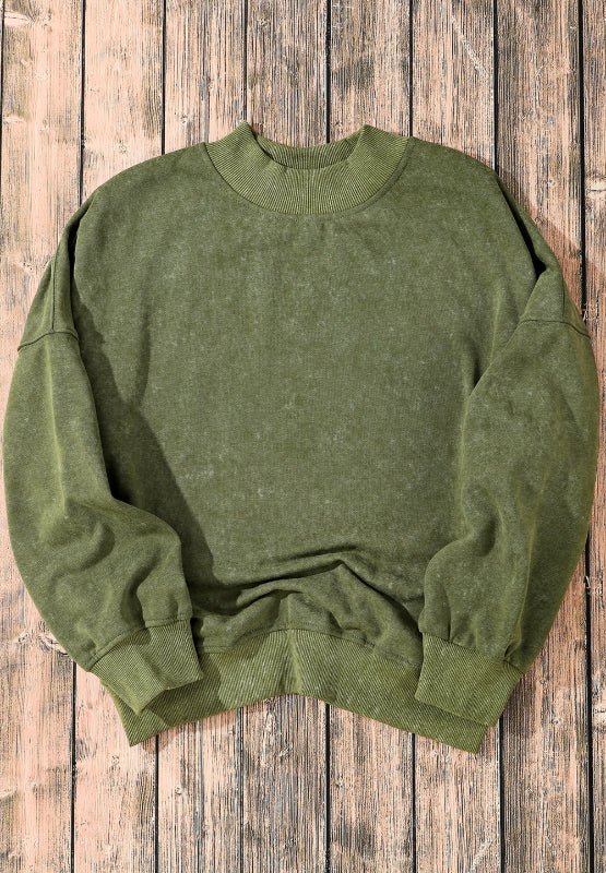 Mock Neck Dropped Shoulder Sweatshirt - S. M. & Co.