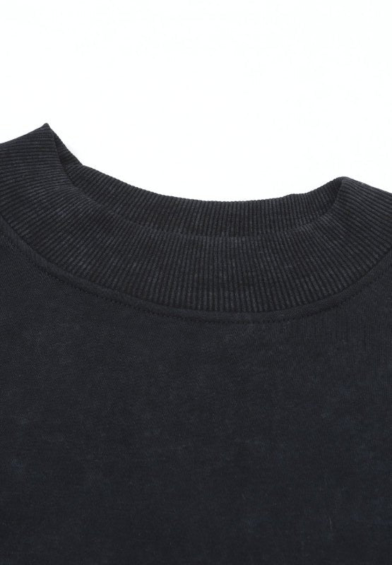 Mock Neck Dropped Shoulder Sweatshirt - S. M. & Co.