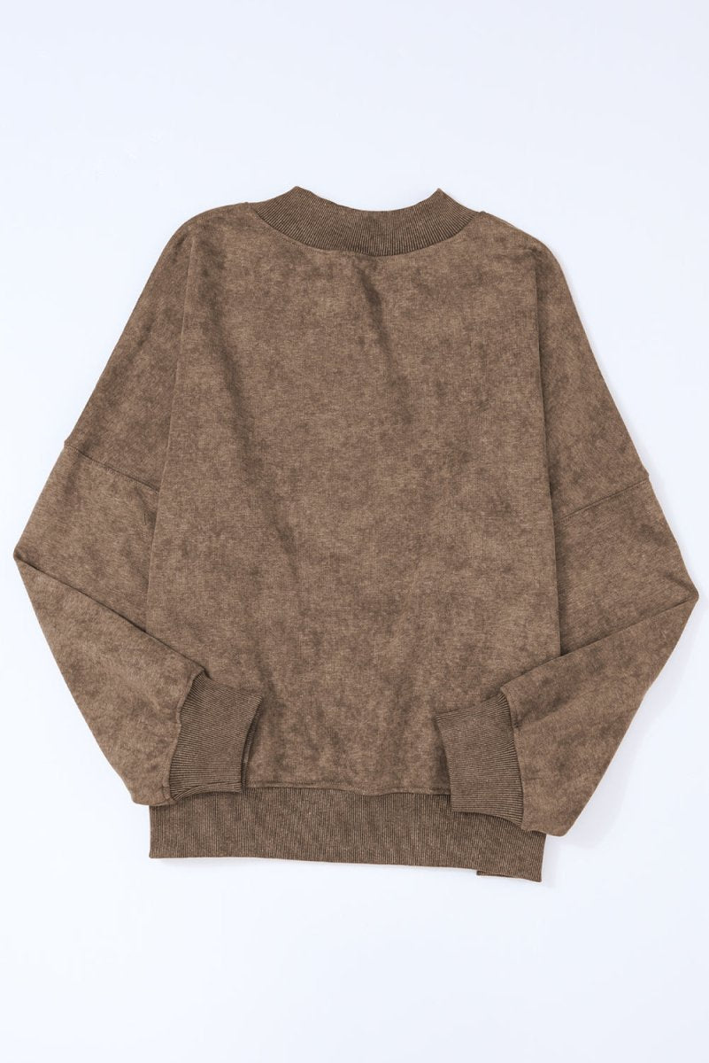 Mock Neck Dropped Shoulder Sweatshirt - S. M. & Co.