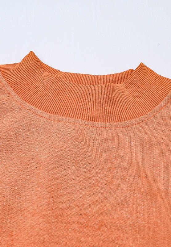 Mock Neck Dropped Shoulder Sweatshirt - S. M. & Co.