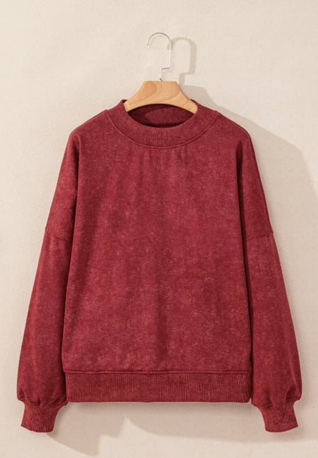 Mock Neck Dropped Shoulder Sweatshirt - S. M. & Co.