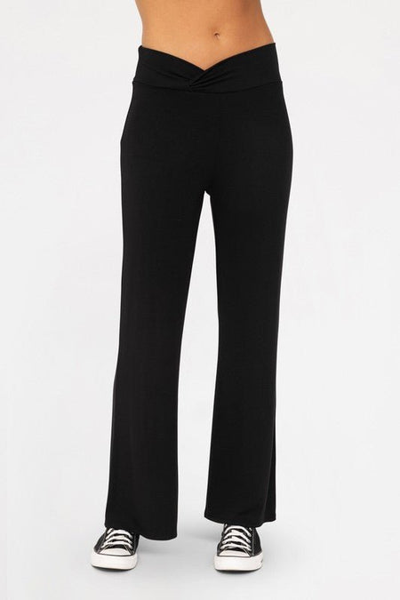 Mono B Cross Pleat Flare Pants - S. M. & Co.