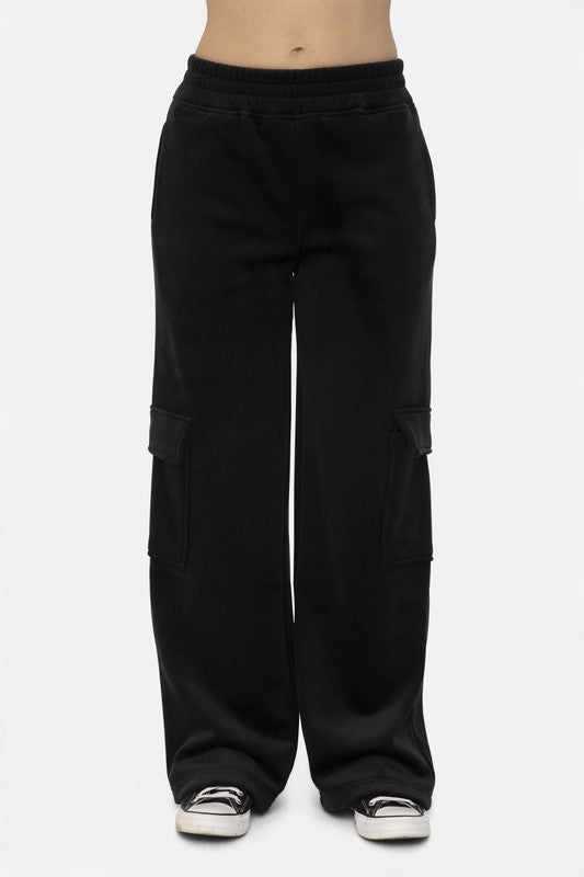 Mono B Elastic Waist Corduroy Cargo Pants - S. M. & Co.