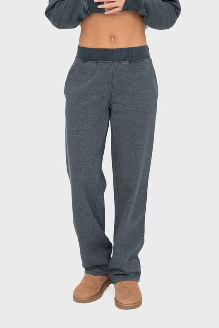 Mono B Elastic Waist Fleece Pants with Pockets - S. M. & Co.