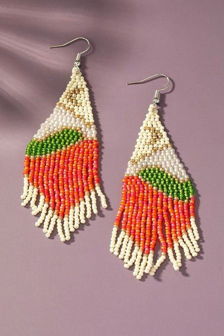 Moon over flower field seed bead earrings - S. M. & Co. Earrings