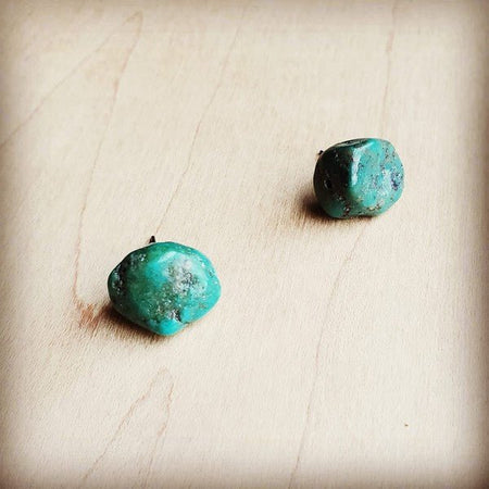 Natural Green Turquoise Stud Earrings - S. M. & Co.