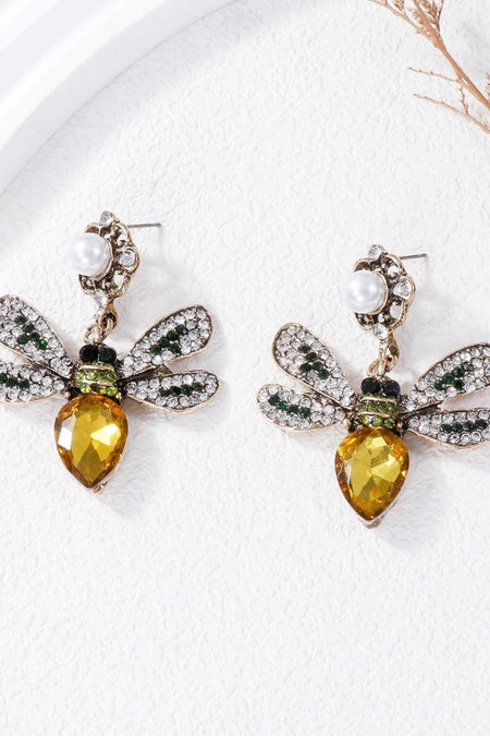 Natural Stone Bee Dangle Earrings - S. M. & Co.