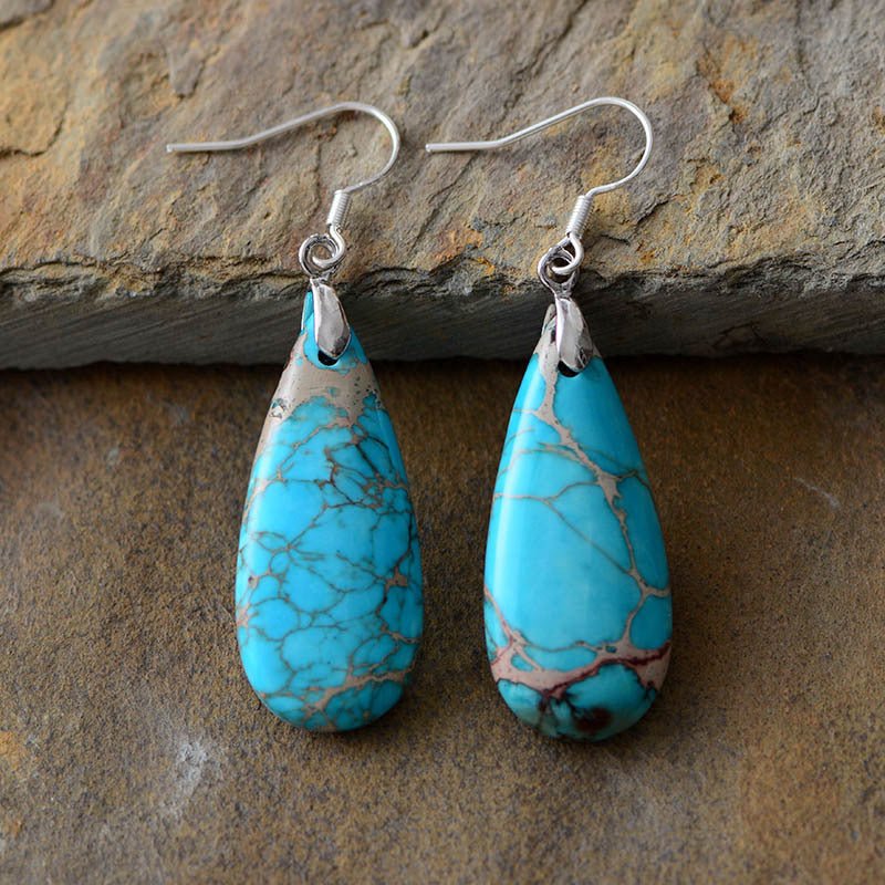 Natural Stone Copper Teardrop Earrings - S. M. & Co.