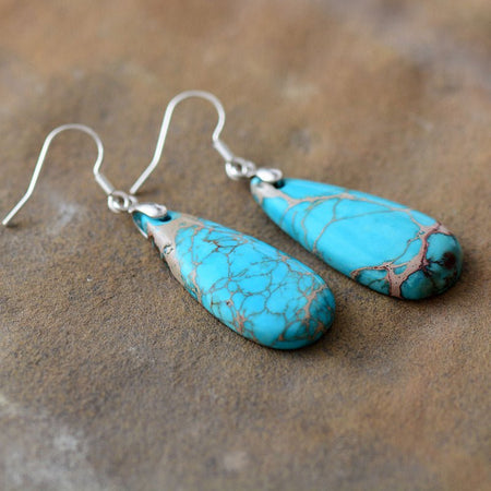 Natural Stone Copper Teardrop Earrings - S. M. & Co.