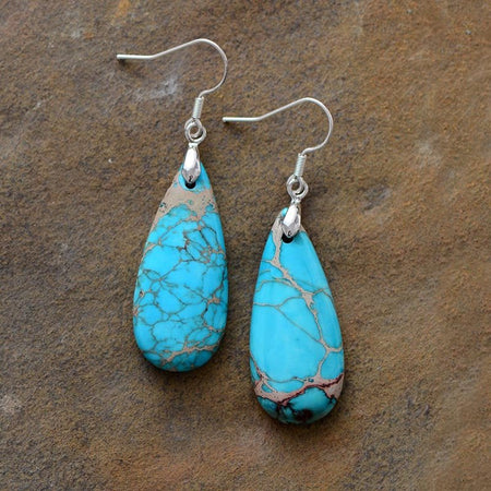 Natural Stone Copper Teardrop Earrings - S. M. & Co.