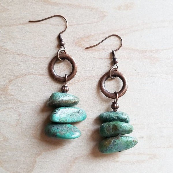 Natural Turquoise Stacked Gemstone Earrings - S. M. & Co.