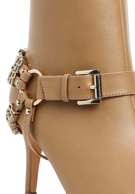 Nicene Harness Detail Stiletto Boots - S. M. & Co.