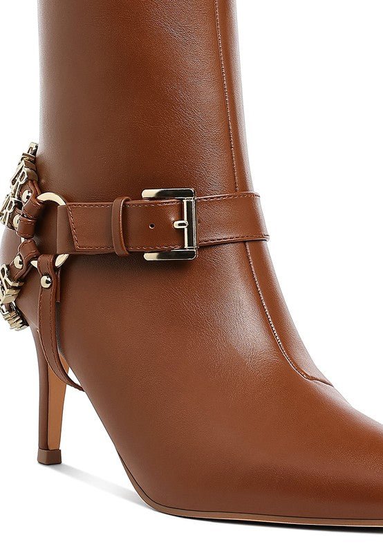 Nicene Harness Detail Stiletto Boots - S. M. & Co.