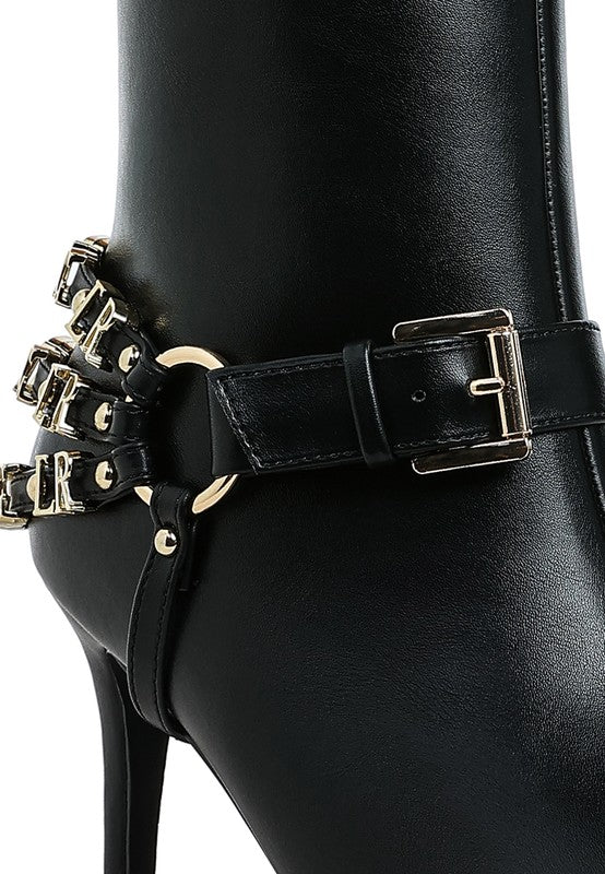 Nicene Harness Detail Stiletto Boots - S. M. & Co.