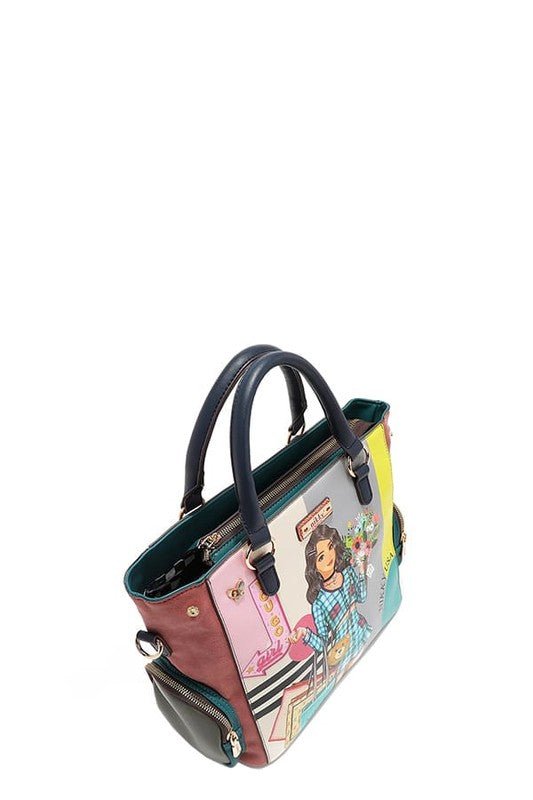 Nicole Lee USA Eco - Leather Handbag with Side Pockets - S. M. & Co.