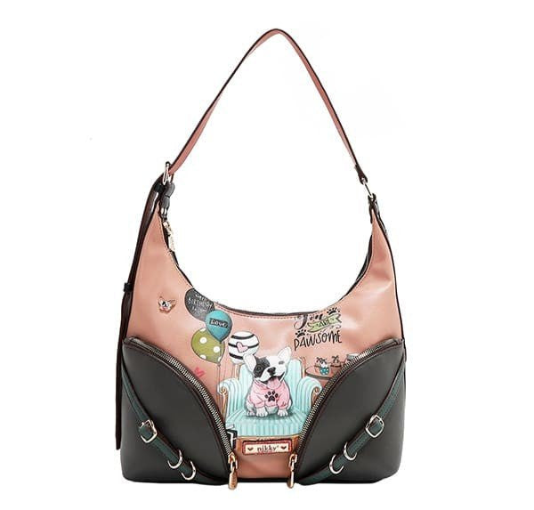 Nicole Lee USA Party King Shoulder Bag with 2 Accessory Pockets Front - S. M. & Co.