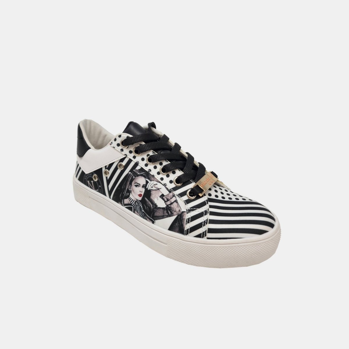 Nicole Lee USA Printed Vegan Leather Lace Up Sneaker - S. M. & Co.