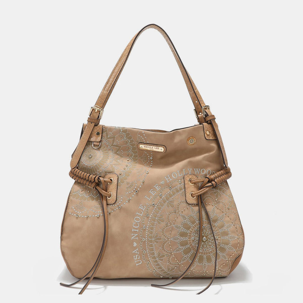 Nicole Lee USA Side Braided Tassel Inlaid Rhinestone Embroidery Hobo Bag - S. M. & Co.