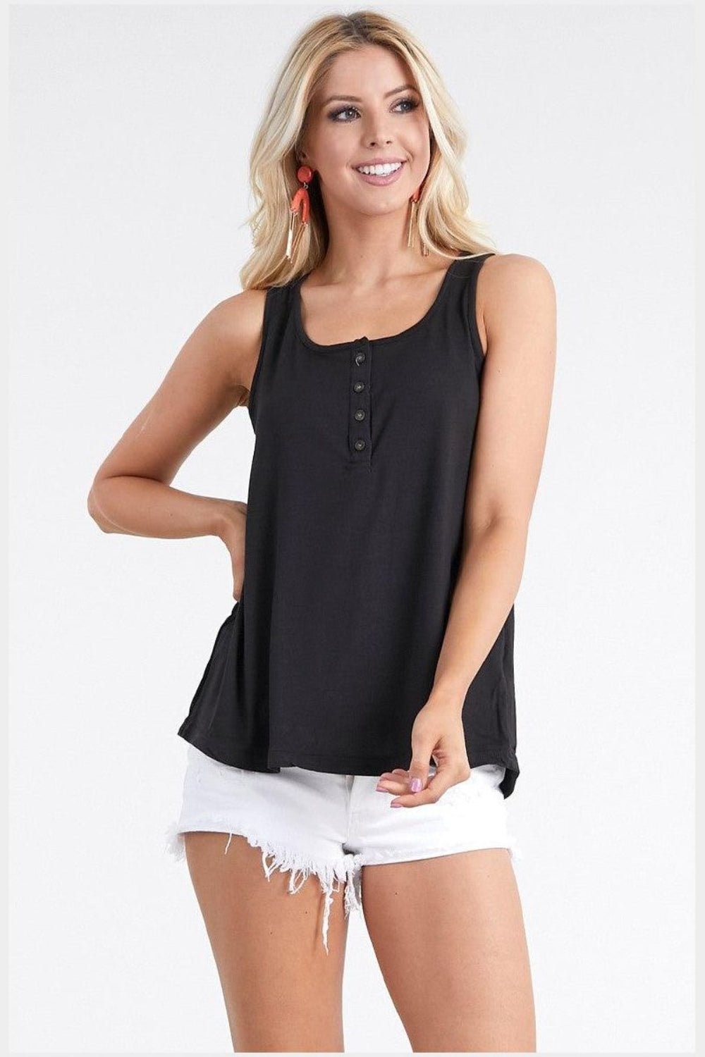 Ninexis Square Neck Half Button Tank - AnAs Market