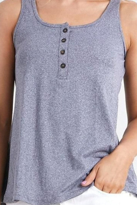 Ninexis Square Neck Half Button Tank - AnAs Market