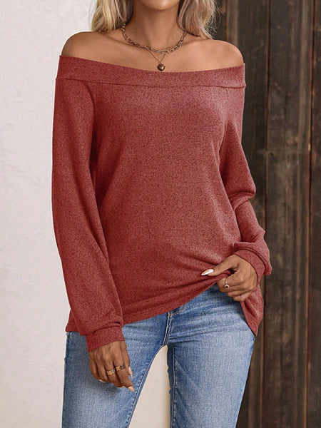 Off - Shoulder Long Sleeve T-Shirt - S. M. & Co.