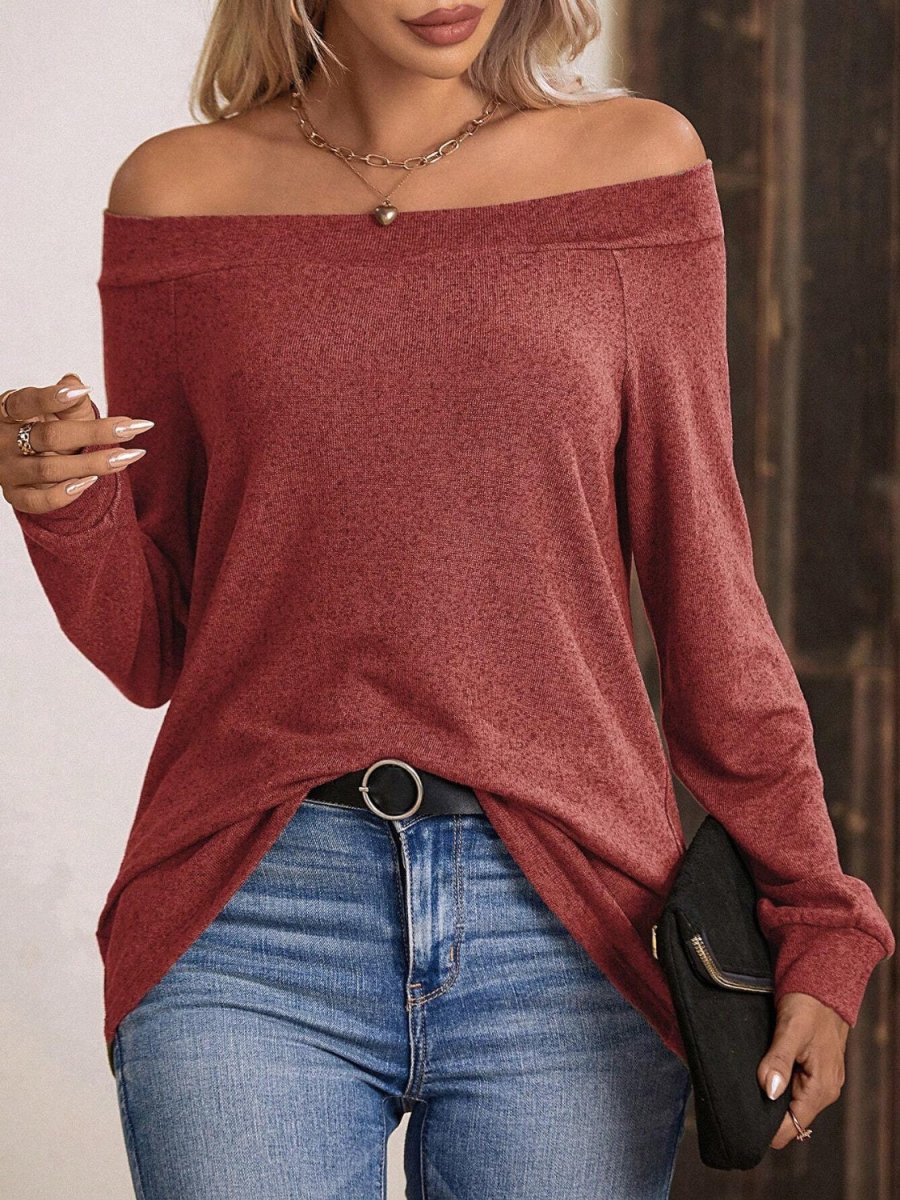 Off - Shoulder Long Sleeve T-Shirt - S. M. & Co.