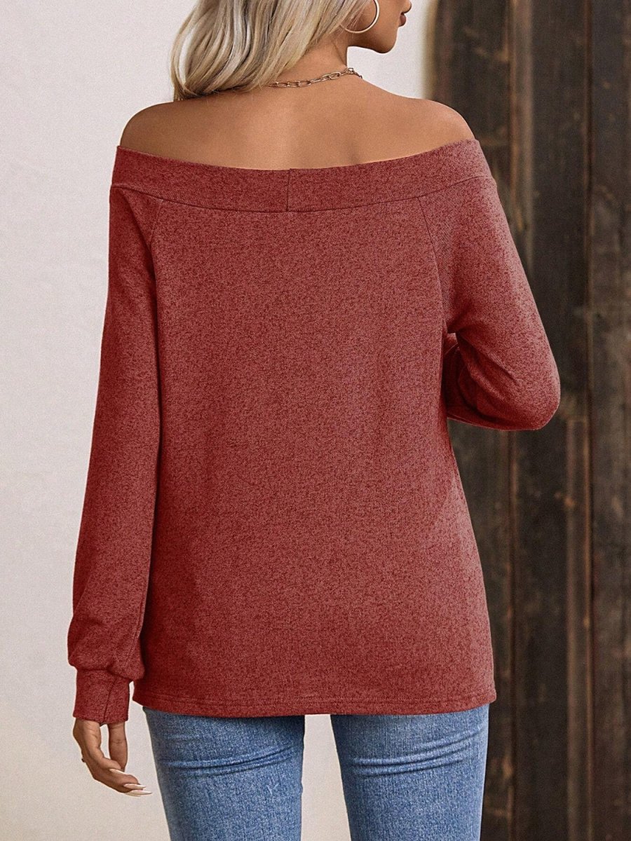 Off - Shoulder Long Sleeve T-Shirt - S. M. & Co.