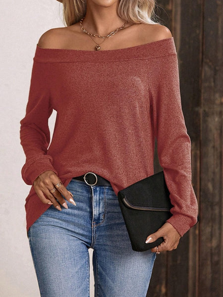 Off - Shoulder Long Sleeve T-Shirt - S. M. & Co.