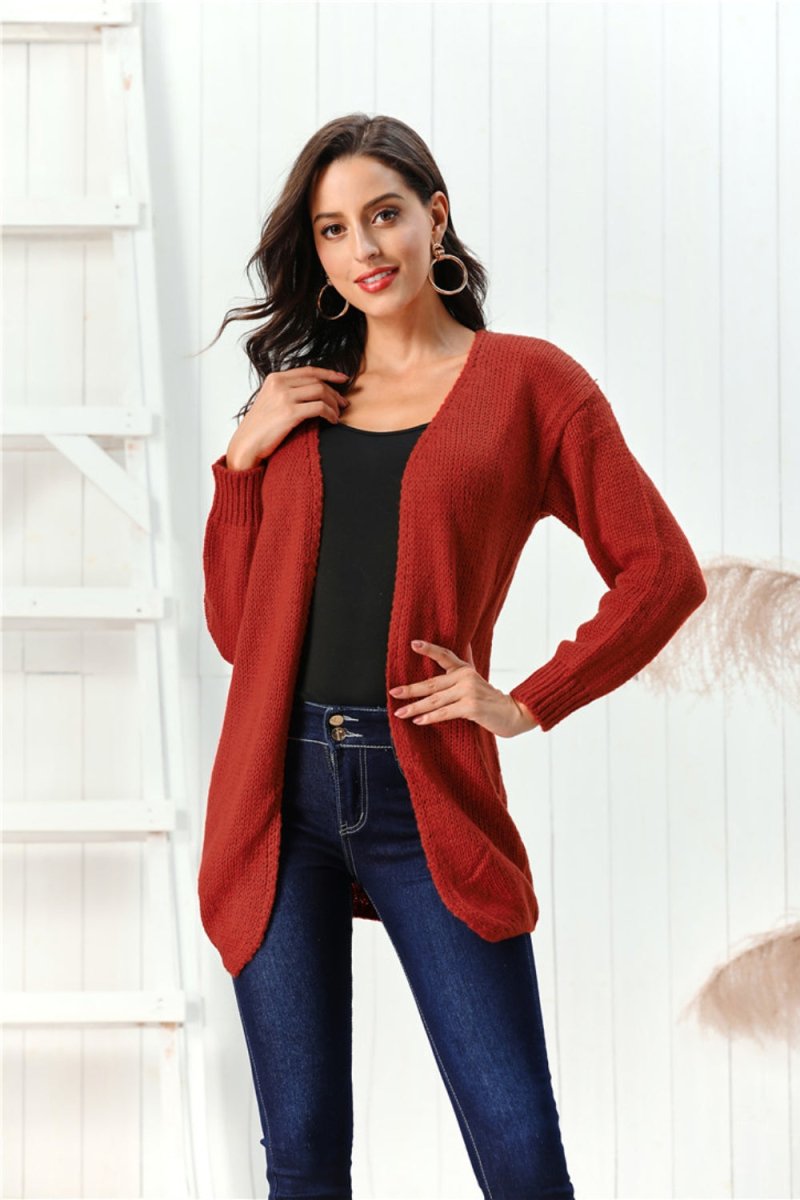 Open Front Long Sleeve Cardigan - S. M. & Co.