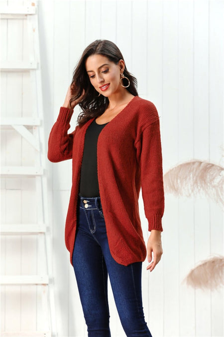 Open Front Long Sleeve Cardigan - S. M. & Co.