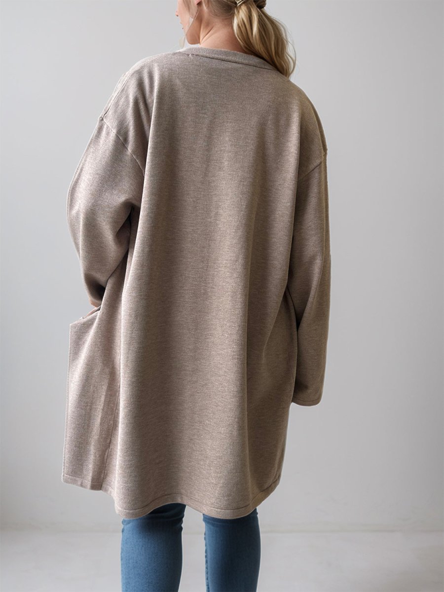 Open Front Long Sleeve Cardigan with Pockets - S. M. & Co.