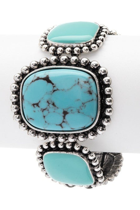 Oversize Square Turquoise Stretch Bracelet - S. M. & Co.