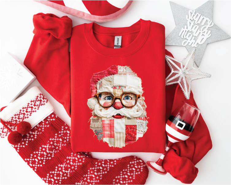 Patch Santa-Christmas Graphic Sweatshirt