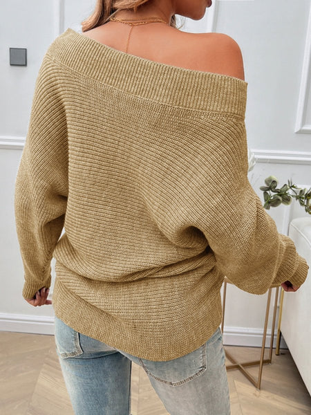 Pearl Detail Long Sleeve Sweater - S. M. & Co.