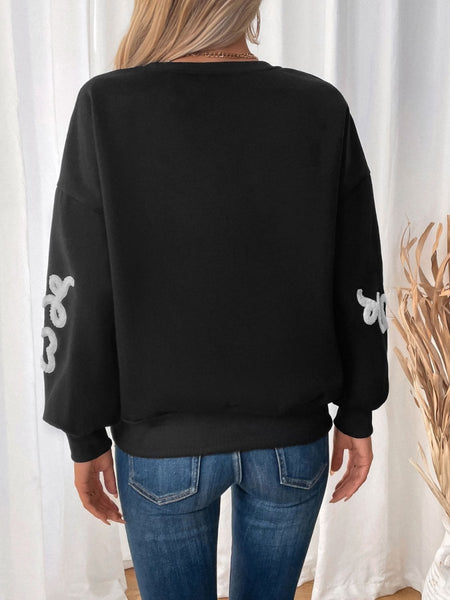 Perfee Heart Round Neck Long Sleeve Sweater - S. M. & Co.