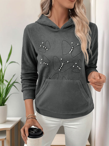 Perfee Pearl Butterfly Long Sleeve Hoodie - S. M. & Co.