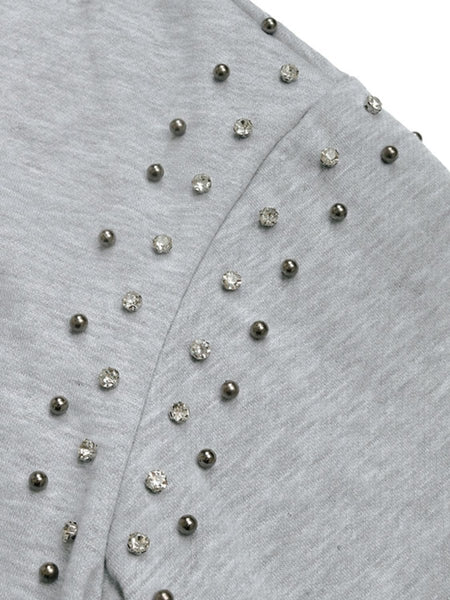 Perfee Rhinestone Zip Up Long Sleeve Hoodie - S. M. & Co.