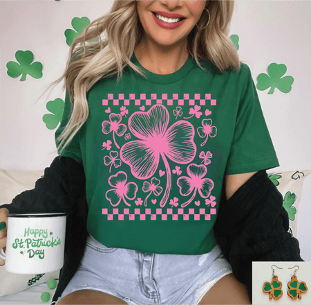 Pink Checkered Shamrock - S. M. & Co.