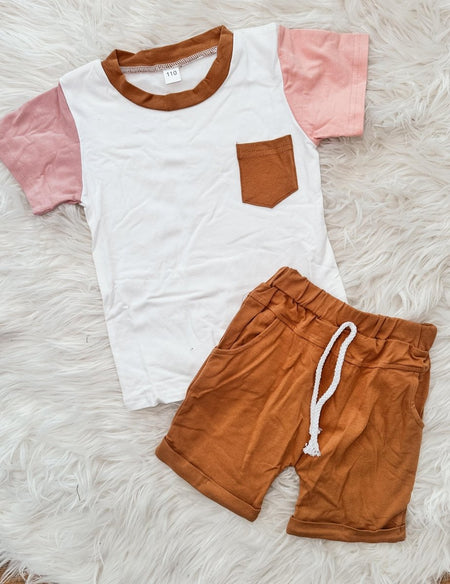 Pink Two Tone Pocket Tee Set - S. M. & Co.