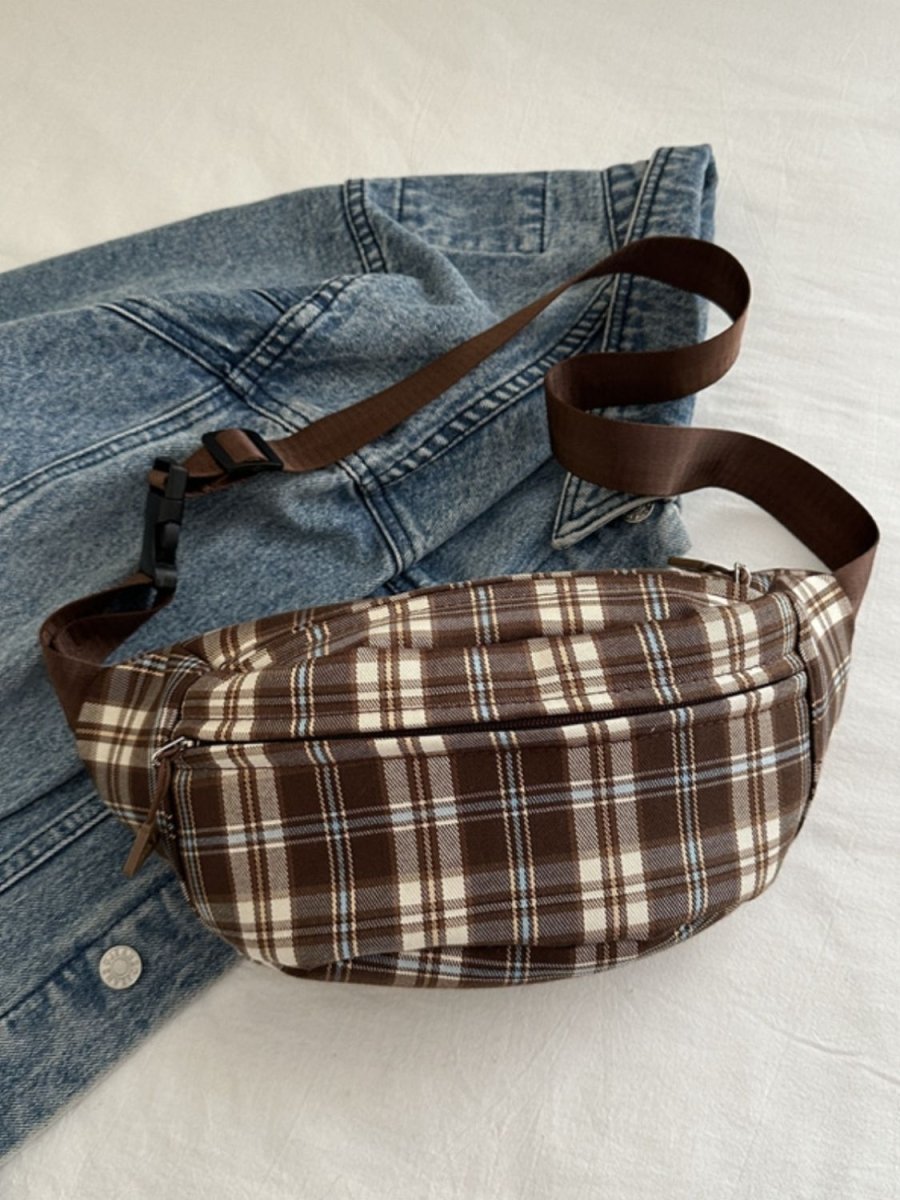 Plaid Adjustable Strap Crossbody Bag - S. M. & Co.