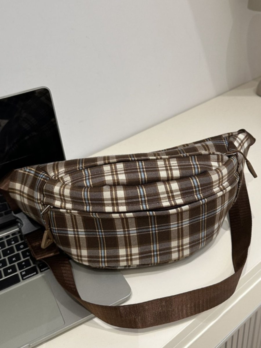 Plaid Adjustable Strap Crossbody Bag - S. M. & Co.