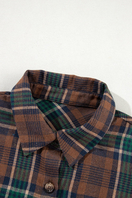 Plaid Button Up Long Sleeve Jacket - S. M. & Co.