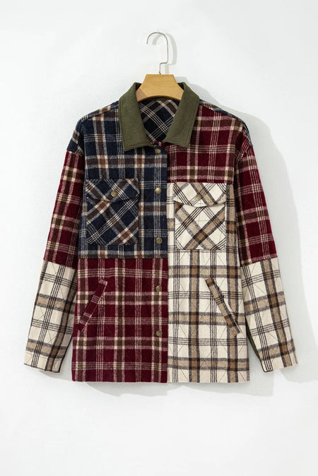 Plaid Button Up Long Sleeve Jacket - S. M. & Co.