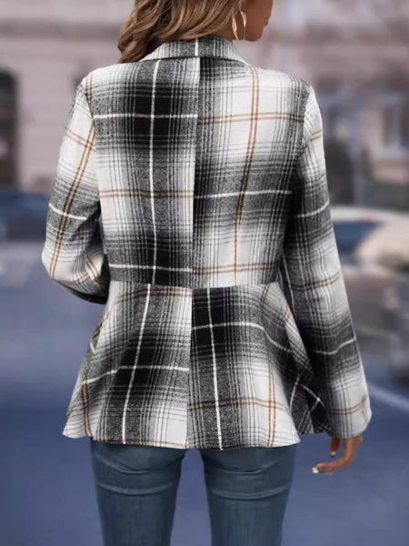 Plaid Button Up Long Sleeve Jacket - S. M. & Co.