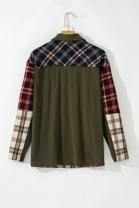 Plaid Button Up Long Sleeve Jacket - S. M. & Co.