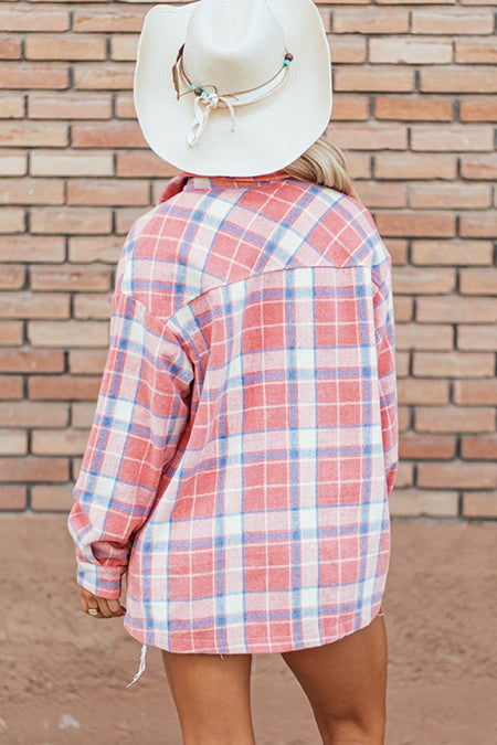 Plaid Button Up Long Sleeve Shacket - S. M. & Co.