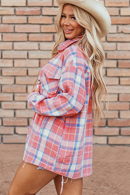 Plaid Button Up Long Sleeve Shacket - S. M. & Co.