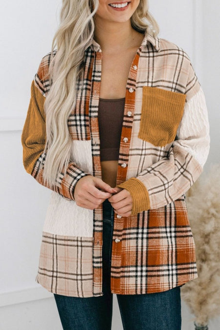 Plaid Button Up Long Sleeve Shacket - S. M. & Co.