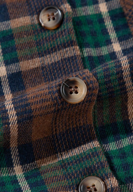 Plaid Collared Neck Button Up Jacket - S. M. & Co.